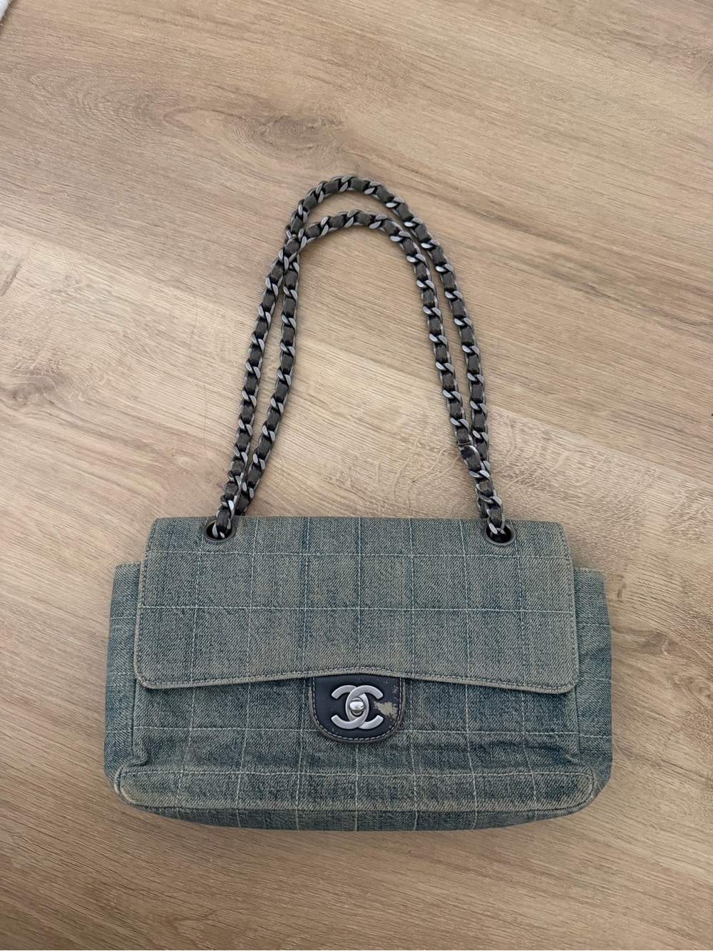 Vintage Chanel Quilted Denim Shoulder Bag